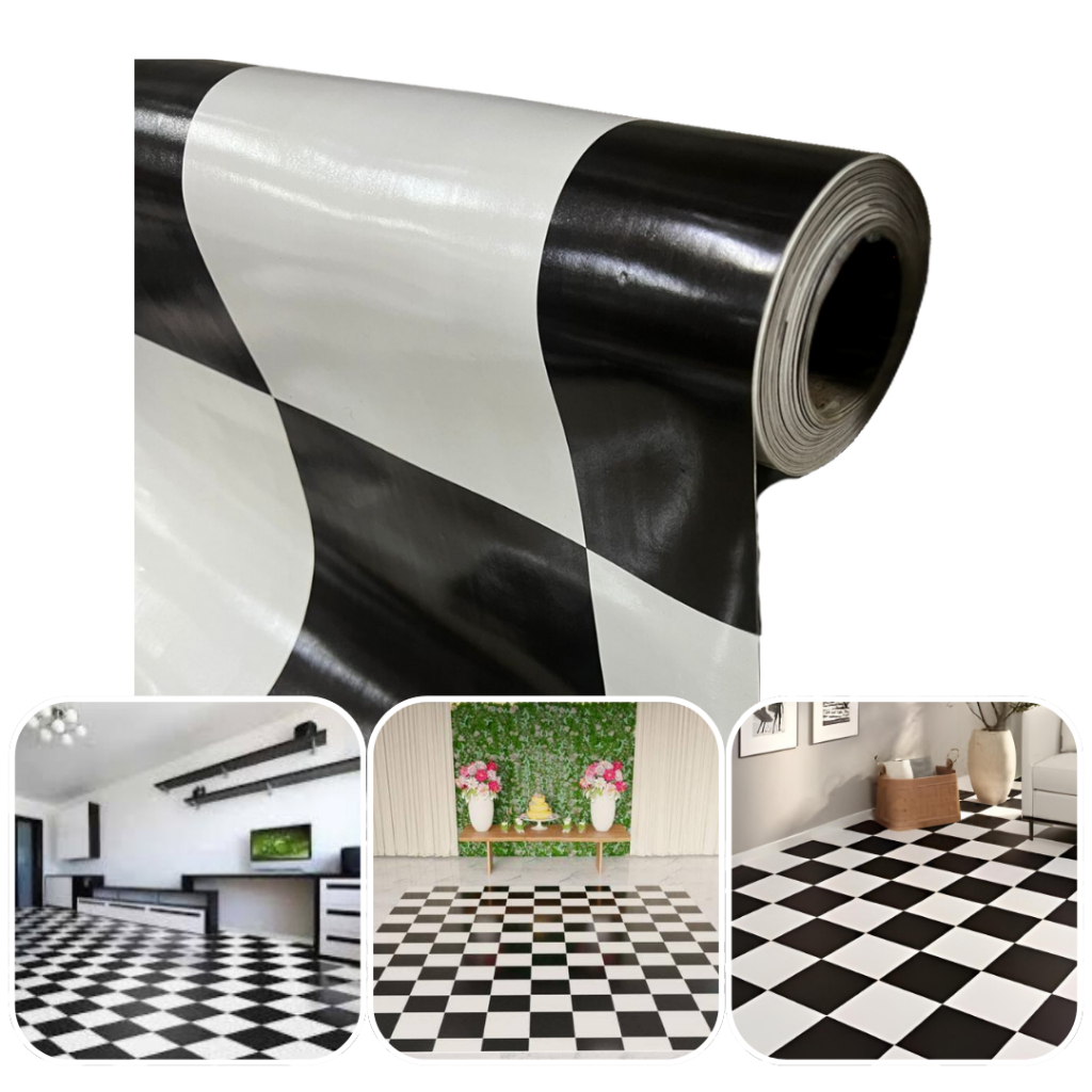 Piso Vinílco Xadrez 0,8 Mm - 2 M² (rolo 2,00mts X 1,00mt) Pista de dança