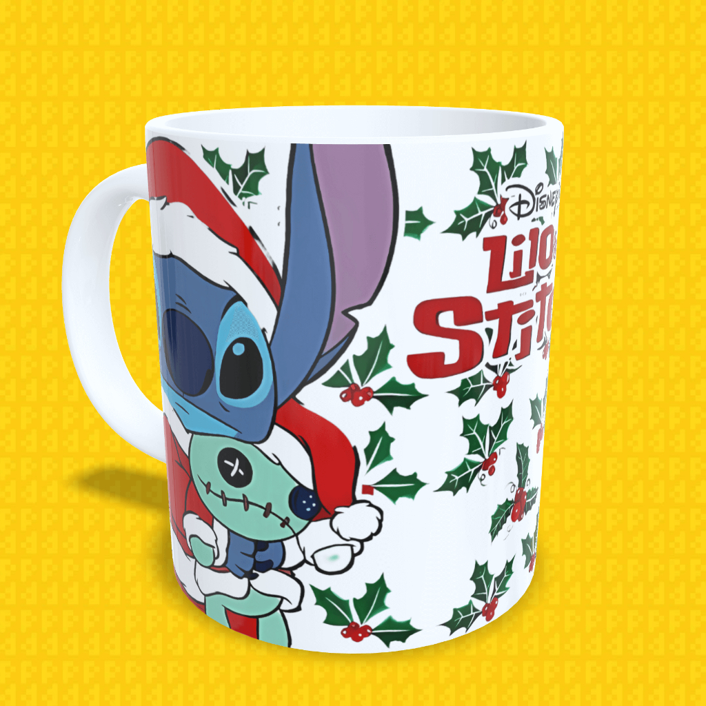 Caneca Lilo e Stitch Natal Personalizada Premium Presente