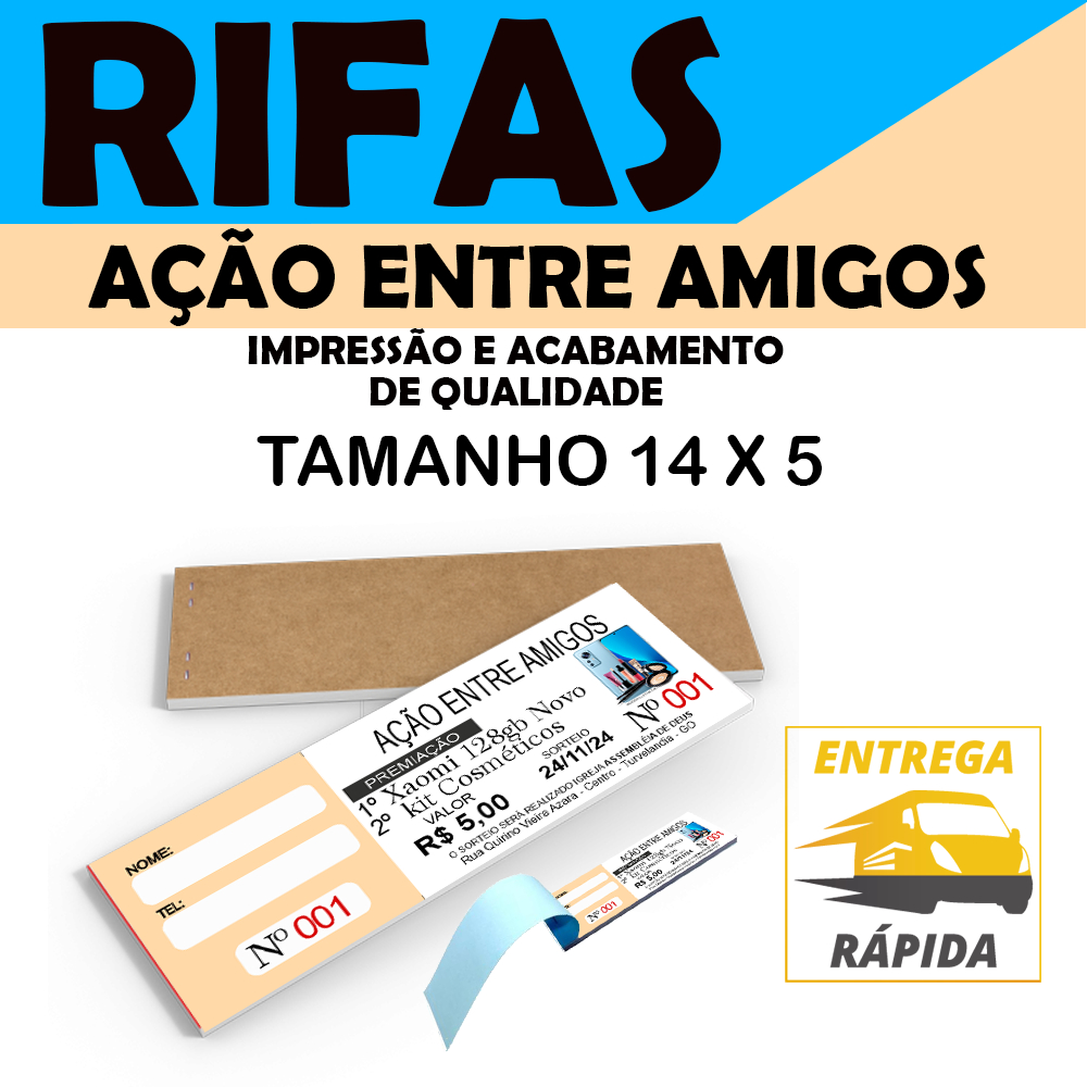 8.000 Bilhetes de Rifa / Ação entre amigos / Bloco rifa/ Blocos Profissionais