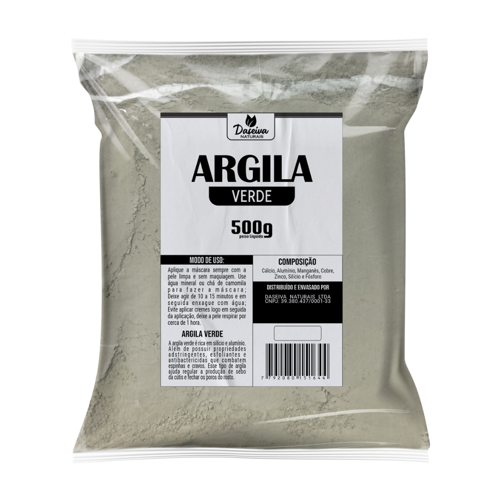Argila Verde 500g Daseiva Naturais Skincare Máscara Facial