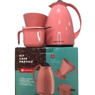 Garrafa Termica Café Kit Pratico completo Açucareiro + Suporte Filtro Cor Rosa em Oferta na Shopee