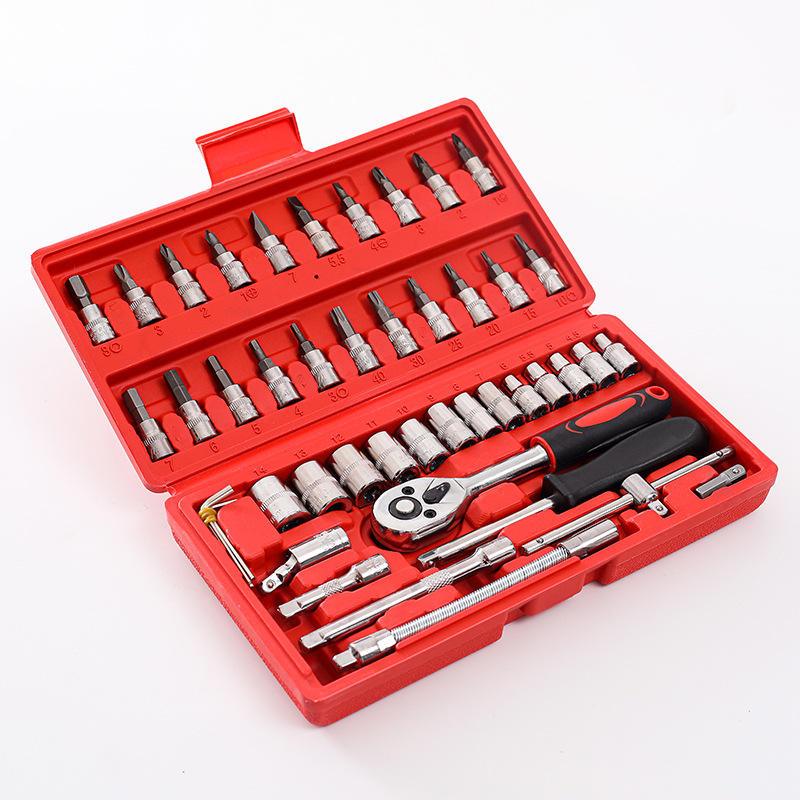 Kit 46 Chave Catraca Jogo De Soquetes Allen Torx Ferramentas
