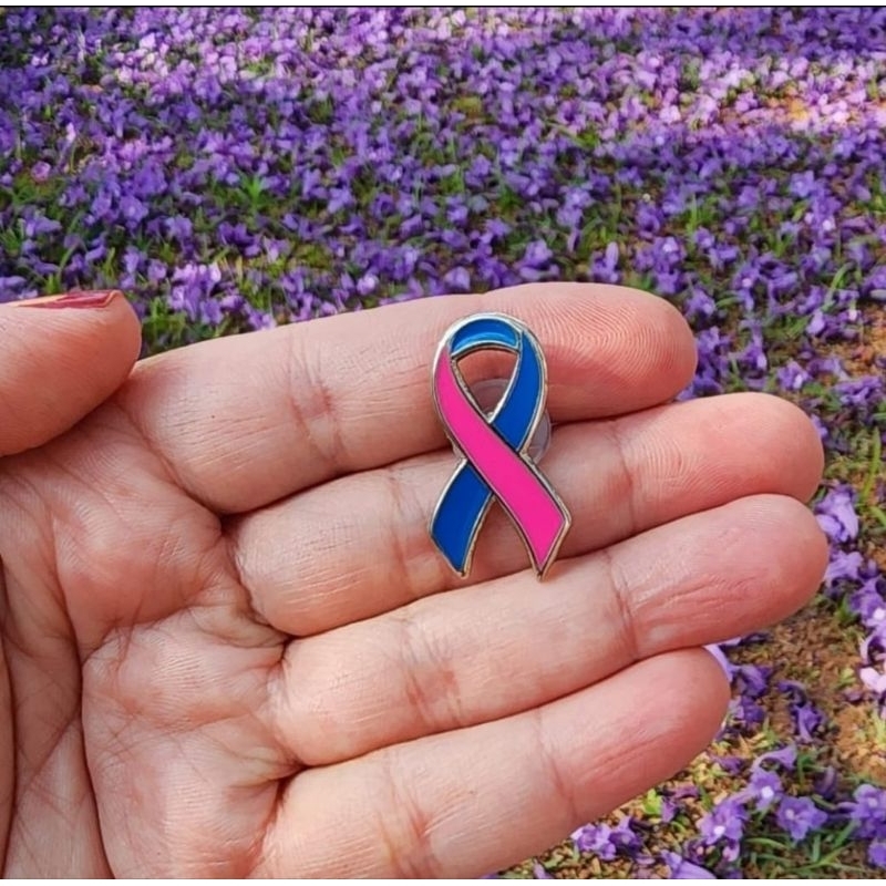 Pin, Broche Laço Novembro Azul, Outubro Rosa Campanha, Concientização da Prevenção Câncer de Próstata e Mama