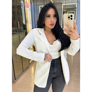 Blazer Casaco Feminino Neoprene acinturado do P ao g3 plus size em Oferta na Shopee