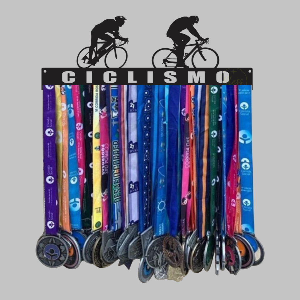 Porta Medalhas ciclismo bicicleta bike quadro decorativo Vazado  MDF Preto