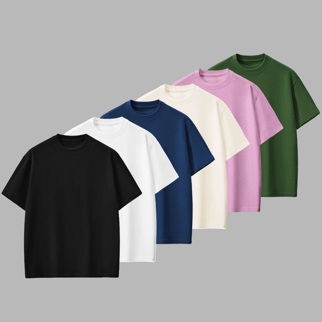 Kit 6 Camiseta Oversized Masculina Premium Gola Grossa Streetwear 100% Algodão Lisa Basica Caimento