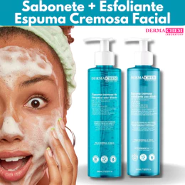 Kit Skincare Sabonete+Esfoliante Facial Espuma Cremosa com Aloe Vera Pró-Vitamina B5 240ml Dermachem