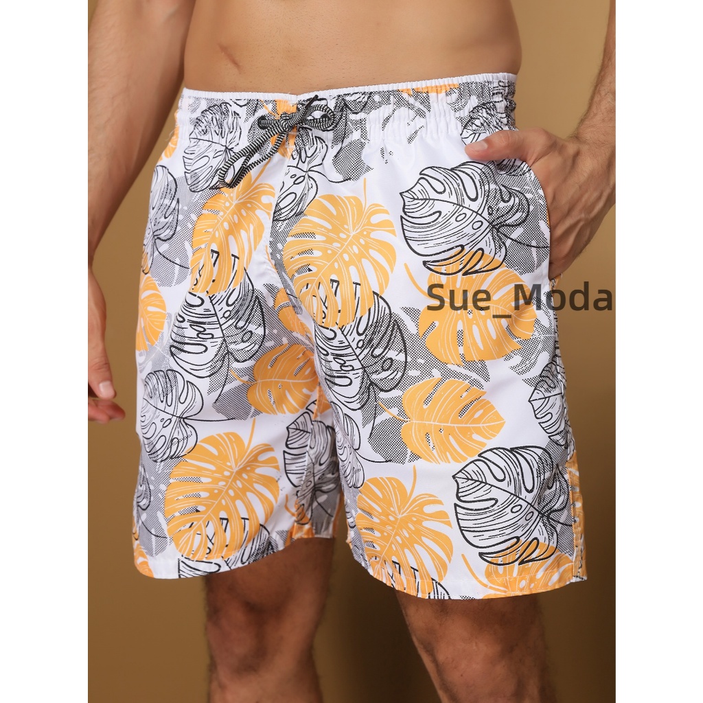 Short Tactel Grosso Estampada Folha Colorida Masculino Adulto Surf Praia Piscina  Secagem Rápida Academia  Bermuda Verão em Oferta na Shopee
