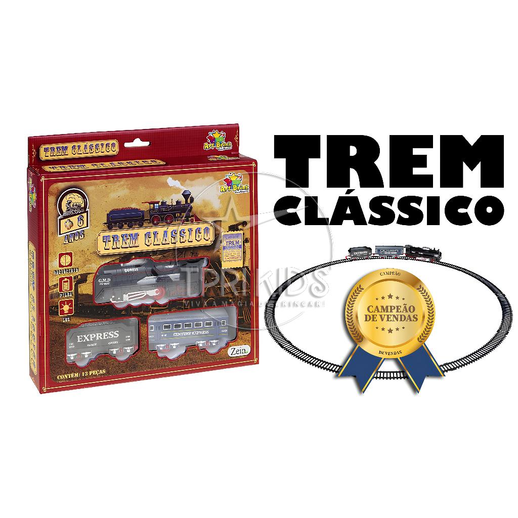 Trem Brinquedo com Som e Luz Expresso Trilhos Trenzinho Infantil Pista Locomotiva Criança Ferrorama