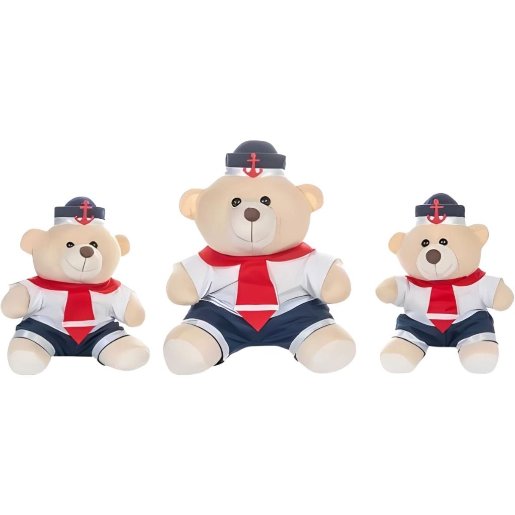 Trio de Ursinhos Marinheiro Branco Marinheiro Azul Urso Pelúcia Para Decoração Nicho Urso Menino