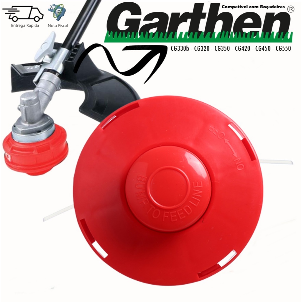 Carretel Com Fio De Nylon Para Roçadeira Garthen Cg330b Cg320 Cg350 Cg420 Cg450 Cg550
