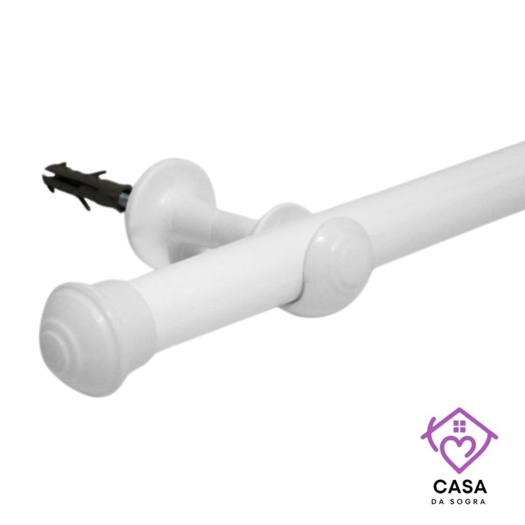 Kit Varão de cortina Simples de Aço 2,0 metros 19mm (fino) cores - Bastão Varal de cortina Ferro