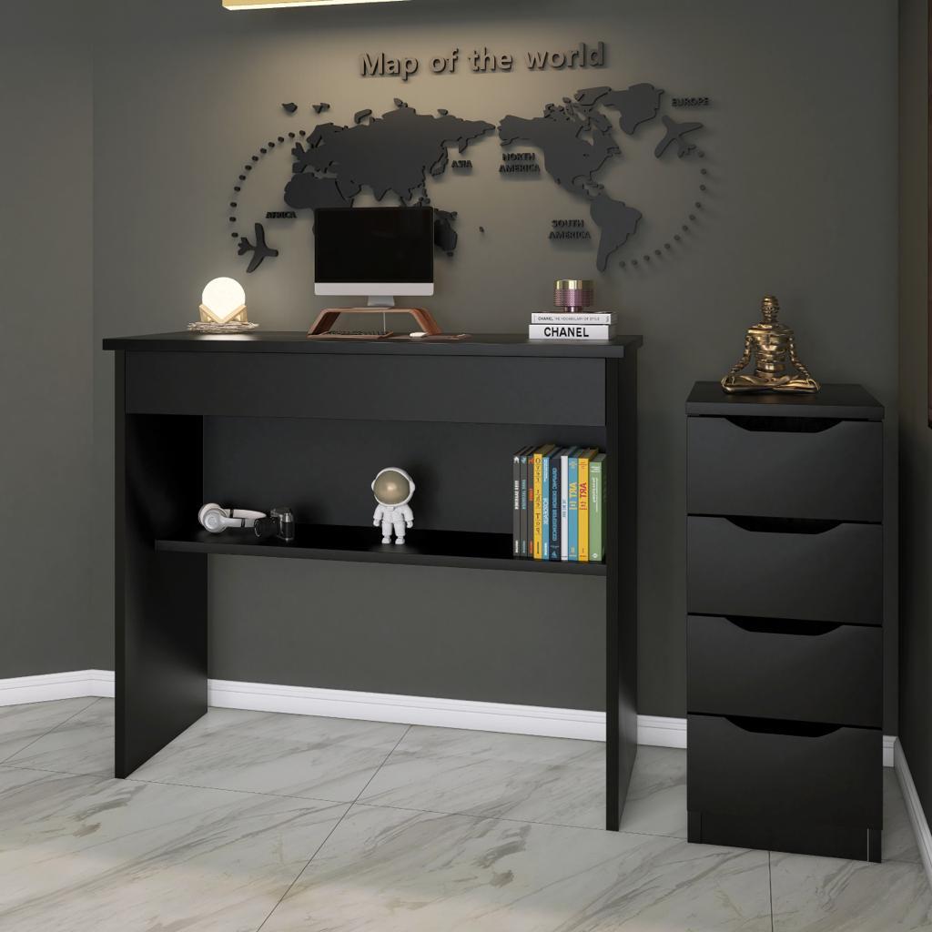 Kit Mesa Multiuso Organizador e Gaveteiro 3 ou 4 Gavetas Cores