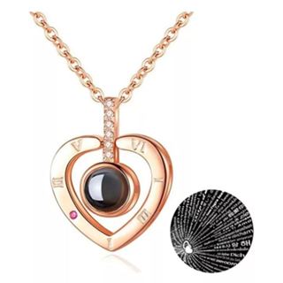 Colar Pingente Coração Eu Te Amo 100 Idiomas Rose Ou Prata em Oferta na Shopee