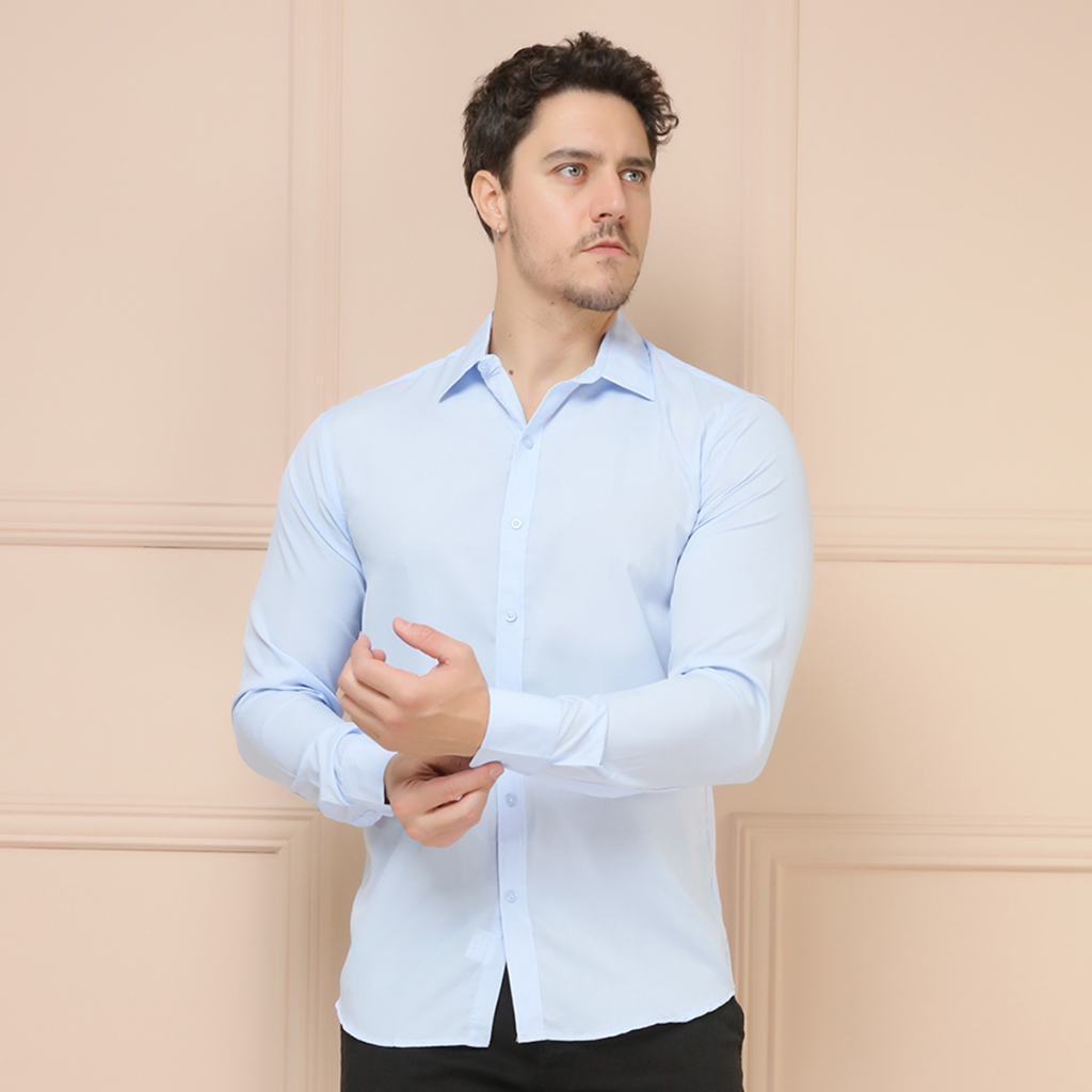 Camisa Social Masculina Manga longa Slim Fit Casual Mega Oferta