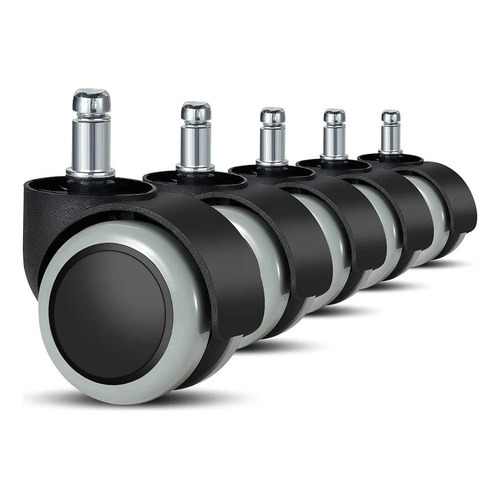 Imagem Kit 5 Rodízios Rodinhas Cadeira de Escritório ou Gamer Silicone Anti-Risco e Ruído com Pino 11mm