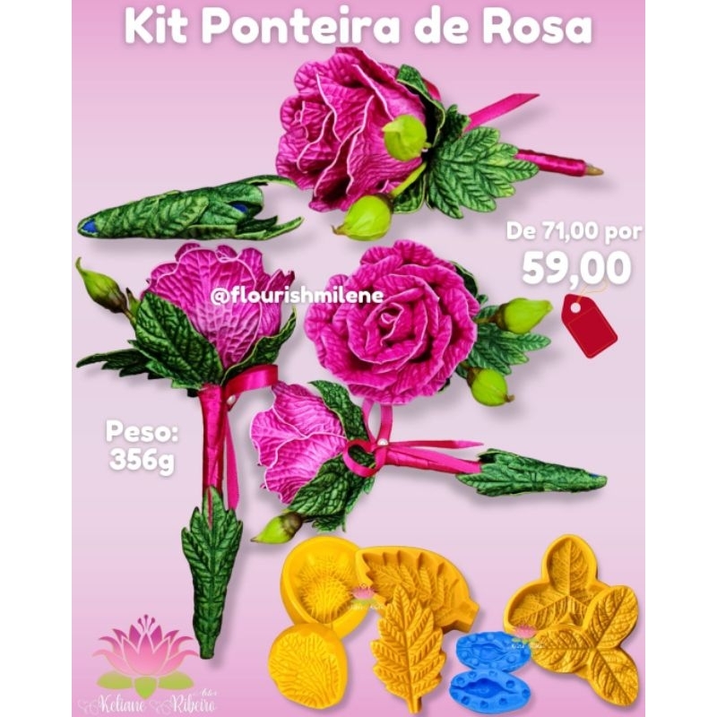 FRISADOR EM RESINA KIT PONTEIRA DE ROSA