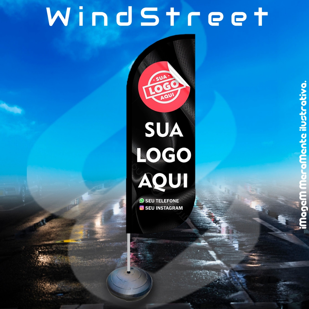 Wind Banner Dupla Face - PERSONALIZADO - Flag Banner - WindBanner - Kit Completo 2,7 Metros