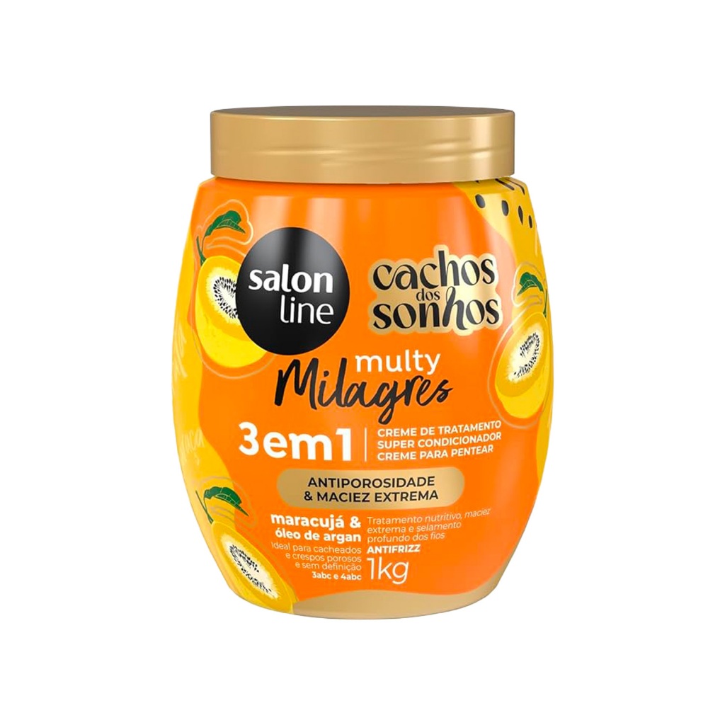 Creme de Tratamento Maracujá 3 em 1 Cachos dos Sonhos Multy Milagres 1kg
