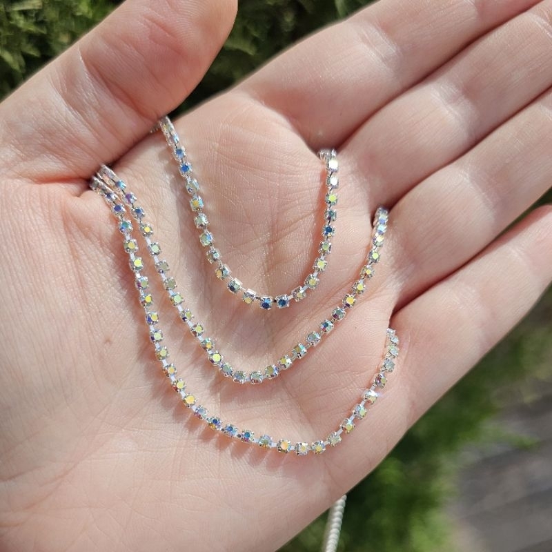 CHOKER PULSEIRA E TORNOZELEIRA CRISTAL COLORIDO PRATA 925 em Oferta na Shopee