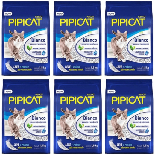 Kit 6 Granulado Sanitário Pipicat Bianco - 1,8kg