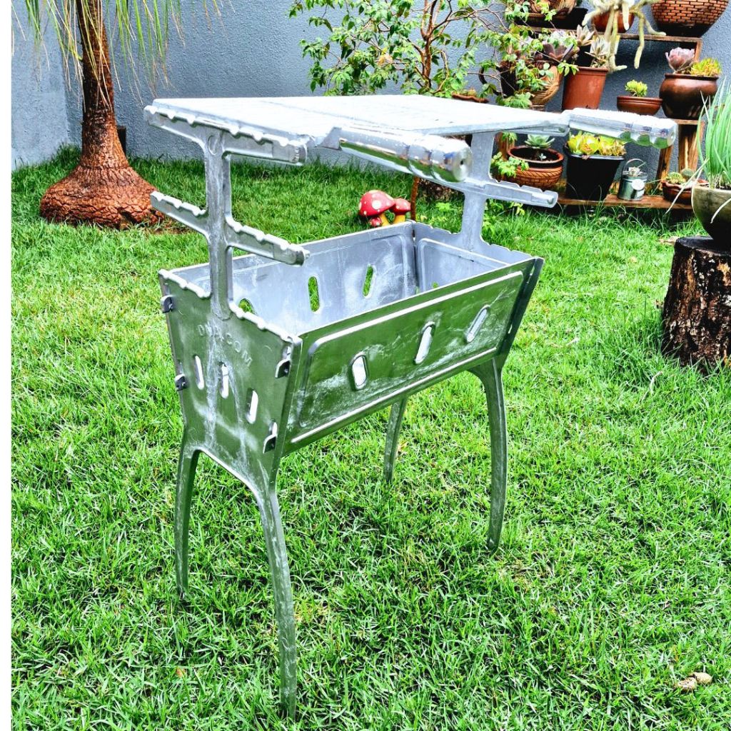 Churrasqueira aluminio desmontavel 81 cm alta e forte em Oferta na Shopee