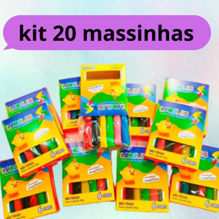 Kit 20 Caixas Massinha de Modelar com 6 Cores Festa Infantil Lembrancinhas 65g em Oferta na Shopee