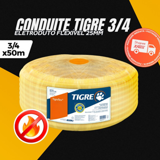 Conduite 3/4 X 50m Eletroduto Tigre Original Rolo Mangueira Corrugada em Oferta na Shopee