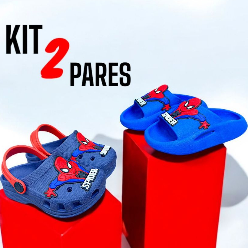 Kit Babuche + Chinelo Nuvem Menino Aranha Para Meninos Lançamento Verão Promoção