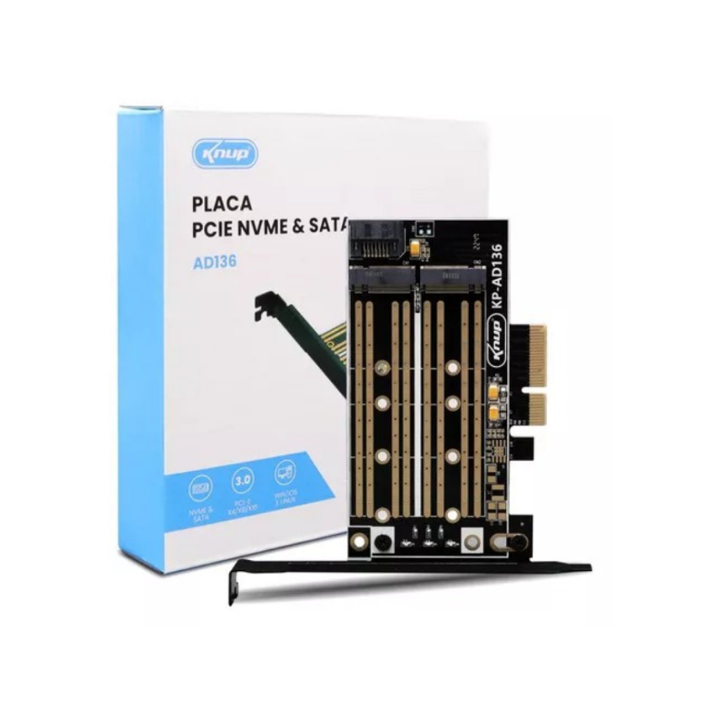Placa PCIe NVme & Sata premium ad136 Knup