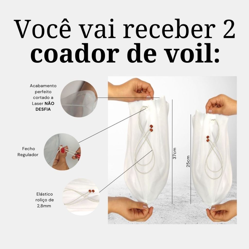 2Coador Tecido Voal-M e G Próprio p Kefir-Kombucha-Sucos