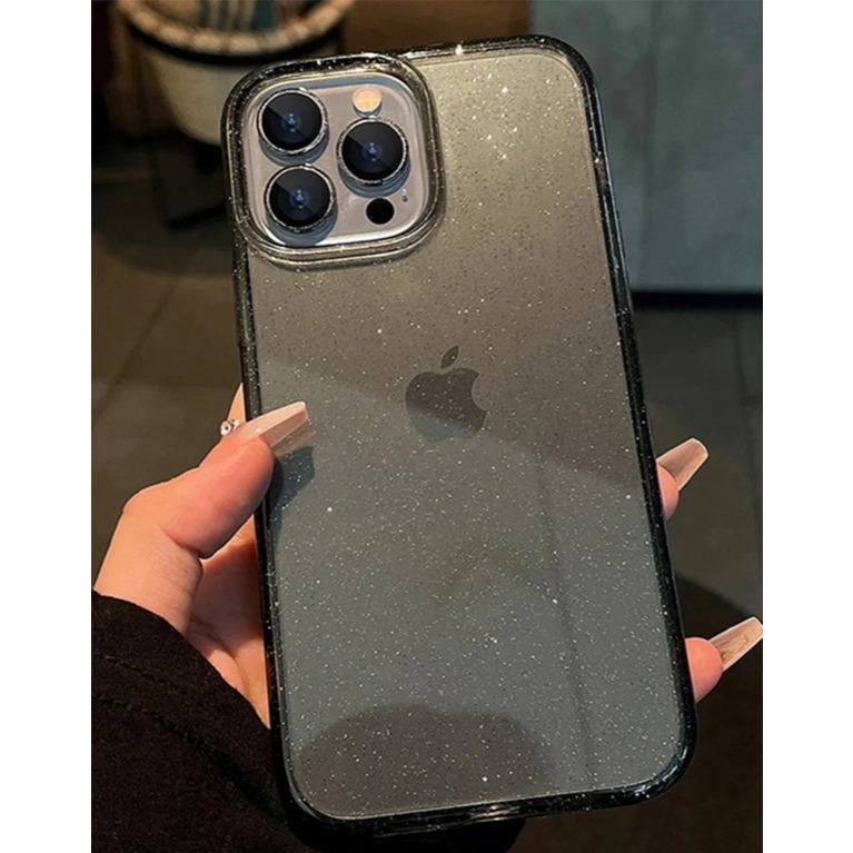 Capinha Capa Para IPhone 16 , 16 Pro , 16 Pro Max Brilho Brilhosa Cristal Silicon Glitter Case Preta