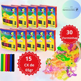 Kit 15 Cx Massinha de Modelar + 30 Cortador Molde Forminha Escolar Festa Lembrancinha Infantil em Oferta na Shopee
