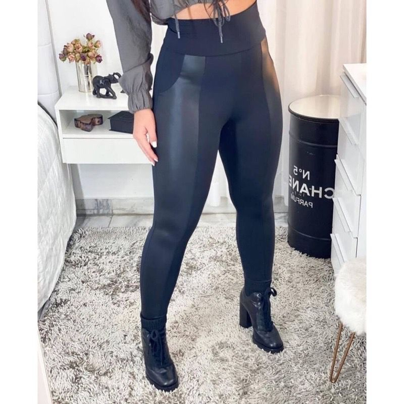 Calça Montaria Leggins Detalhe em Couro Fitnes