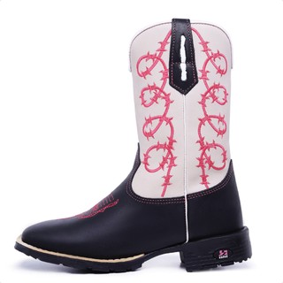 Bota Feminina Texana Country Em Couro Legitimo Bodado Arame
