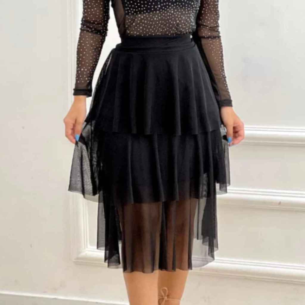 Saia Midi Com Oncinha Moda Feminina 3 Camadas Fenda Rodada Feminina Blogueira Envio Imediato