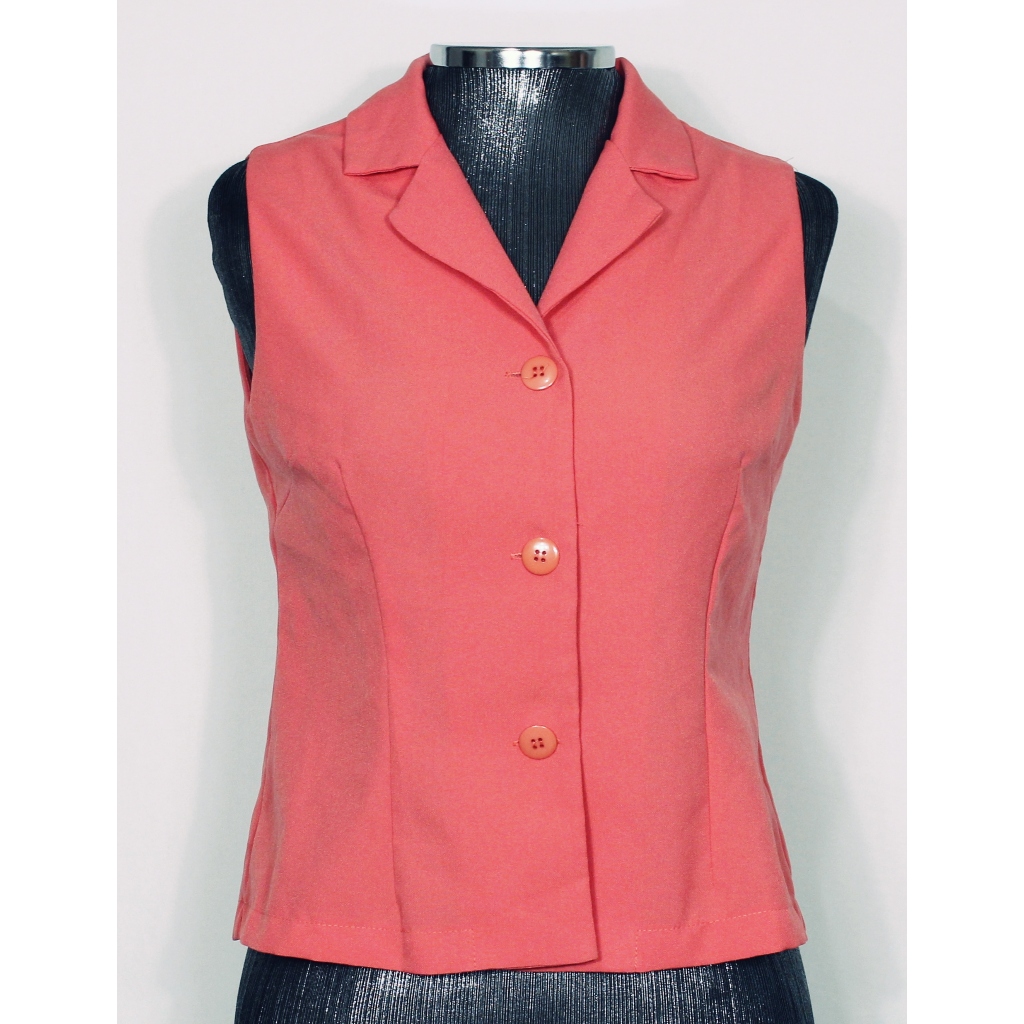 Colete social alfaiataria feminino salmão - Veste P - Ref. 2986 (brechó)