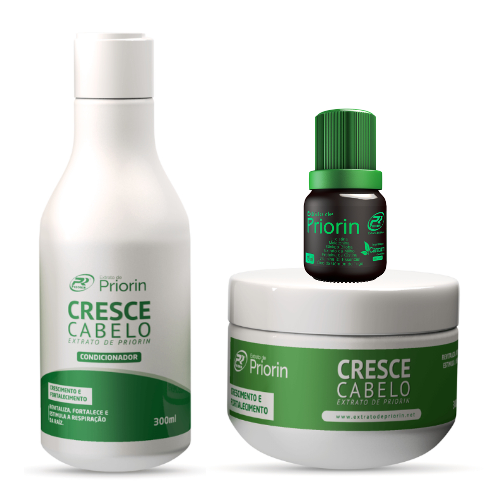 Condicionador Cresce Cabelo, Máscara Nutritiva e Tônico extrato de Priorin