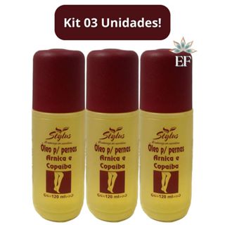 KIT 3 Unidades Óleo Para as Pernas ARNICA e COPAÍBA 120mL STYLUS em Oferta na Shopee