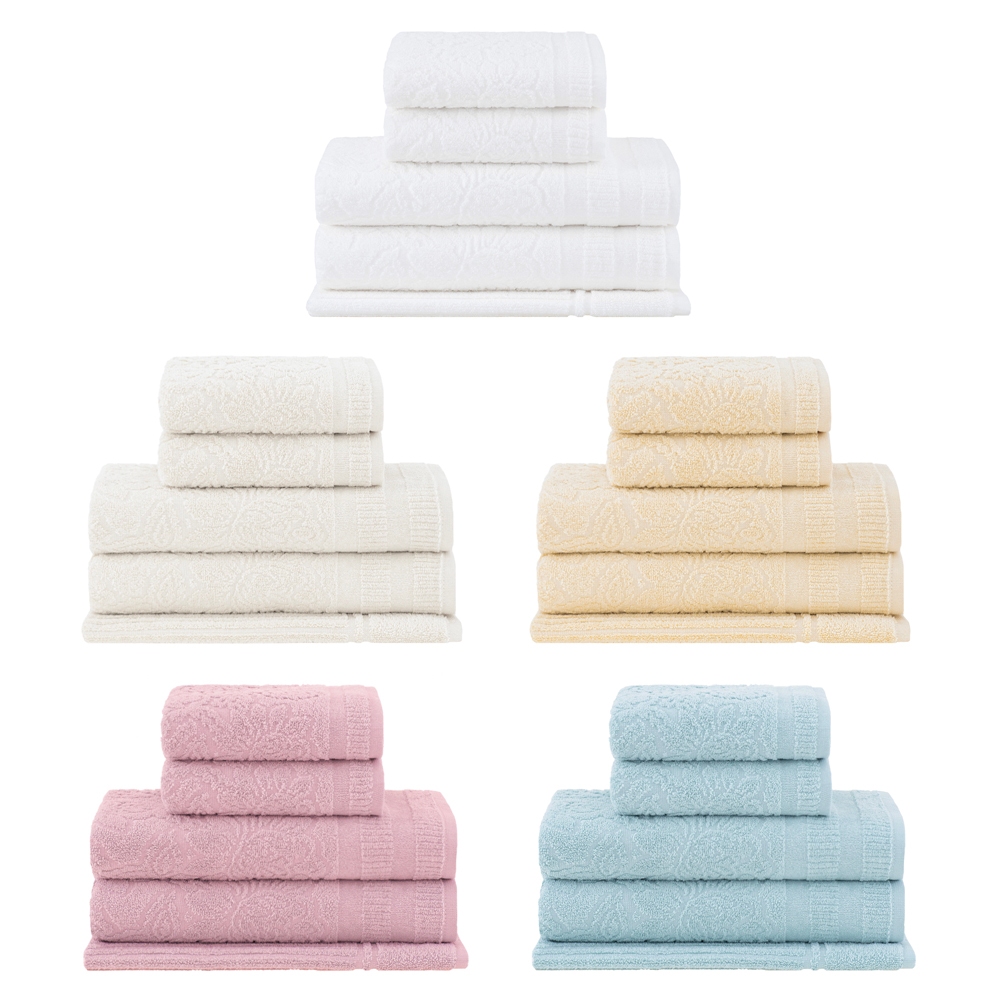 Jogo De Toalhas Banho Buddemeyer 5 Peças 100% Algodão Botanique Banho E Rosto Felpudas Super Macia