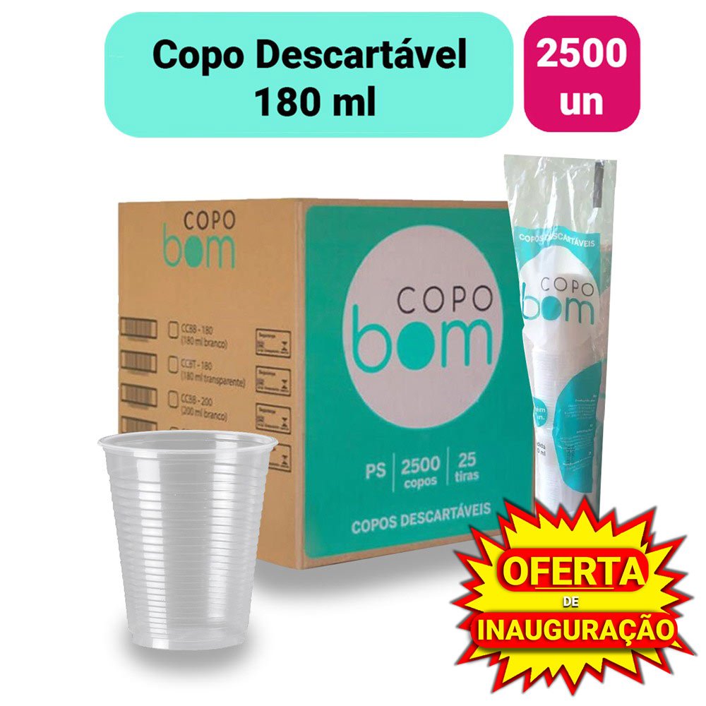 Copo Plástico Descartável 180ml Econômico Água Refrigerante Copobom