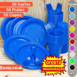 Kit Festa de Aniversário Descartáveis 50 Pessoas kit Festa descartáveis para festa