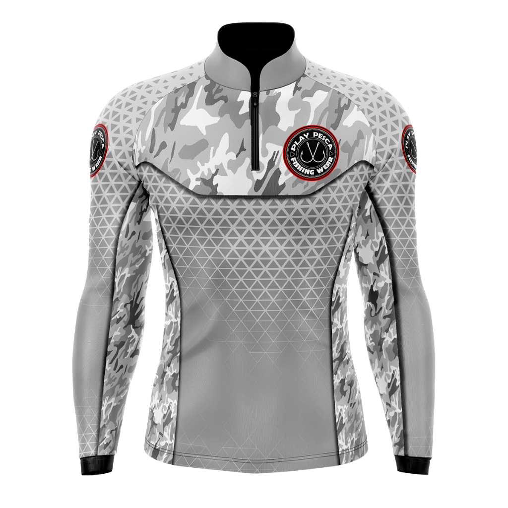 Camiseta Camisa Camuflada Branca e Cinza Play com Proteção Solar Uv50+ Cammo White em Oferta na Shopee