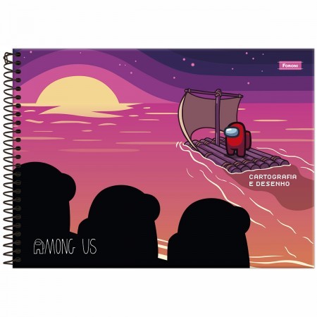 Caderno Cartografia Capa Dura 80 Folhas Among Us - Foroni
