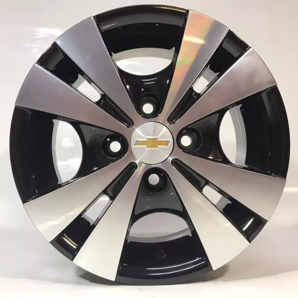 Kit 4 Rodas Aro 13 4x100 Chevrolet Trevo Corsa Celta Preta Diamantada krmai R39
