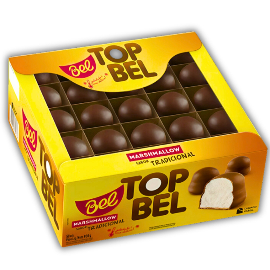 Marshmallow Chocolate Topbel Tradicional C/50Un - Bel em Oferta na Shopee