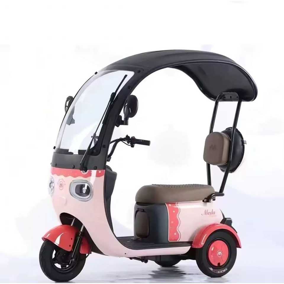 Scooter de mobilidade 3 rodas triciclo elétrico para adultos e idosos com teto