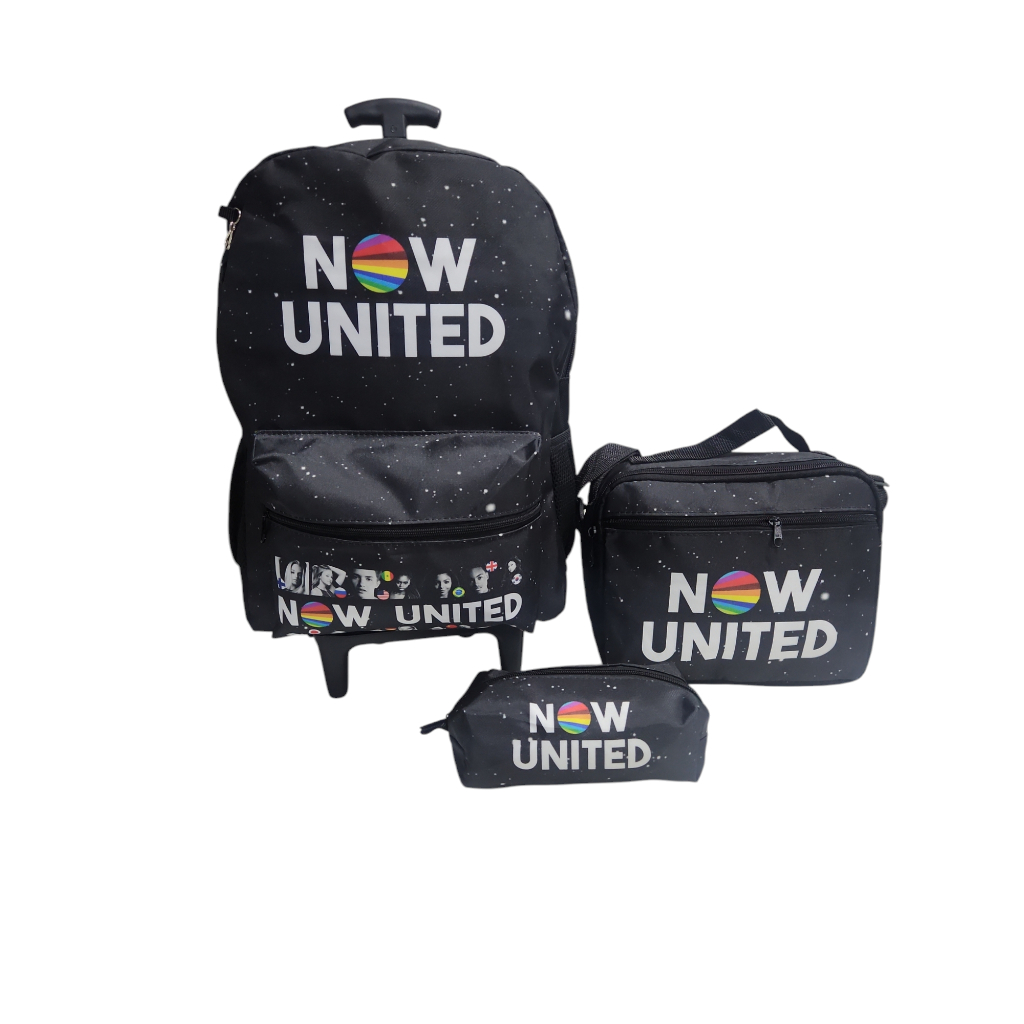 Kit Mochila Escolar Now United Com Rodinhas pronta entrega