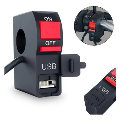 Carregador de celular USB  Para guidão com botão liga e desliga