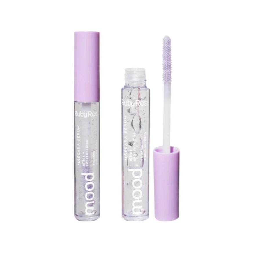 Ruby Rose Mascara Serum Gel Incolor para Sobrancelha + Rímel Incolor para Cílios 2 em 1 Mood